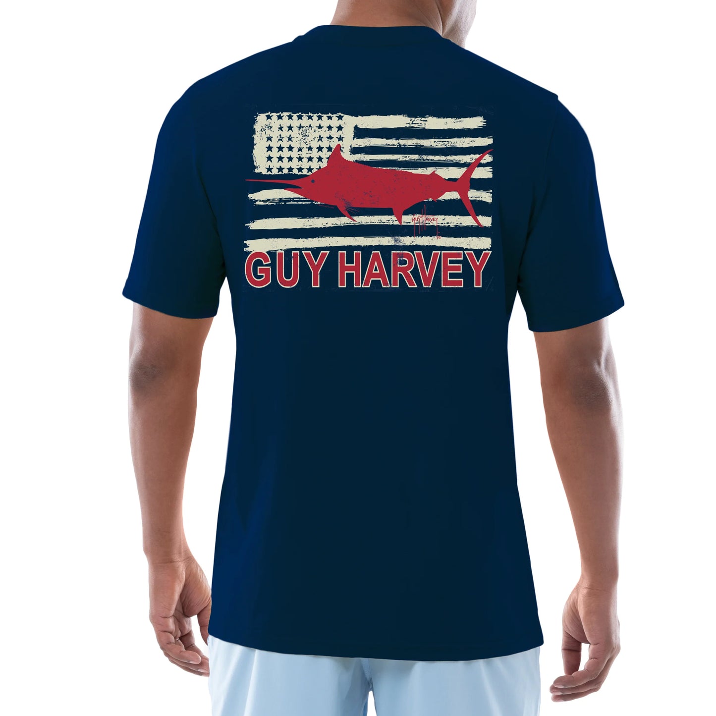 Guy Harvey Americana Fish Crew Neck Pocket T-Shirt
